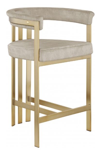 Meridian Furniture Marcello Stone-Brushed Brass Counter Stool-0