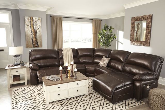 Signature Design by Ashley® Hallstrung 5-Piece Chocolate Power Reclining Right-Arm Facing Sectional and Chaise-2