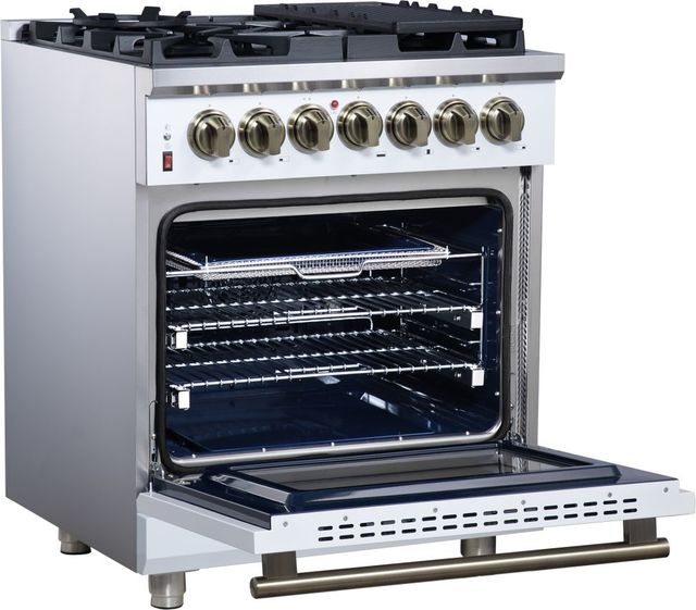 FORNO® Massimo Series Alta Qualita 30" White Pro Style Dual Fuel Range-4