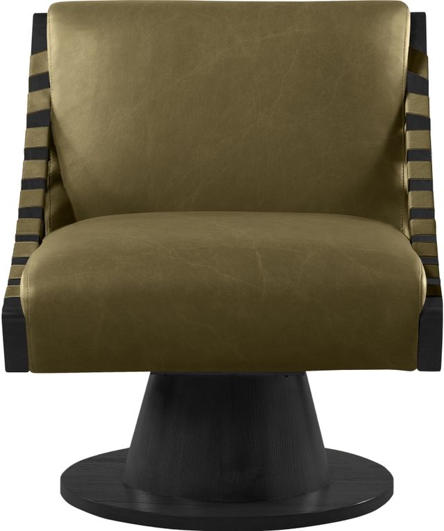 Meridian Furniture Millwin Olive/Black Vegan Leather Swivel Accent Chair-2