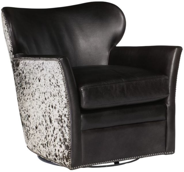 Hooker® Furniture CC Kato Legendary Graphite/Salt Pepper Leather Swivel Chair-0