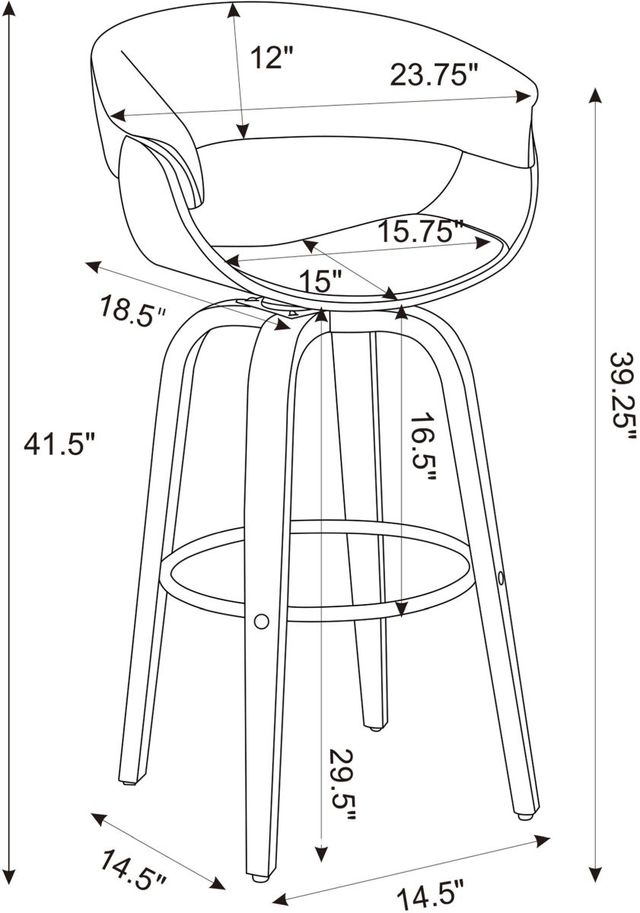Coaster® Zion Ecru/Walnut Upholstered Swivel Bar Stool-2