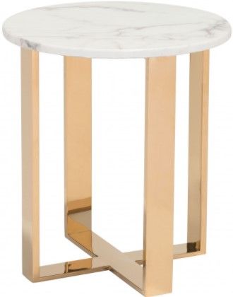 Zuo® Modern Atlas White End Table with Gold Base-0