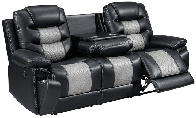 New Classic® Home Furnishings Nikko Black/Gray Power Reclining Sofa-3