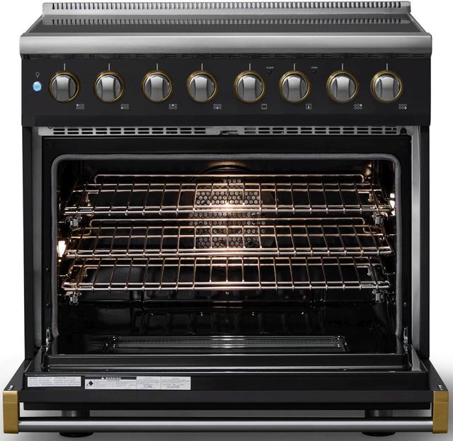 Viking® 5 Series 36" Onyx Pro Style Induction Range with Brushed Brass Trim-1