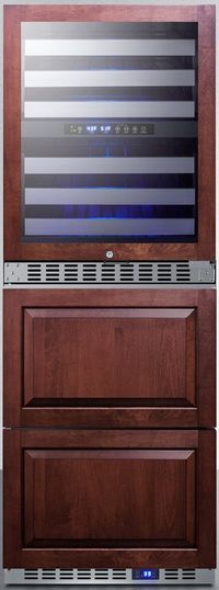 Front view of the Summit® 24" Panel Ready Wine Cooler and Refrigerator Drawers