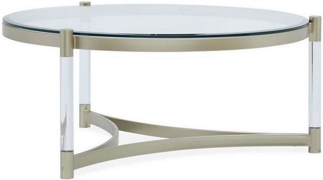 Magnussen Home® Silas Glass Top Round Cocktail Table with Platinum Acrylic Base-1