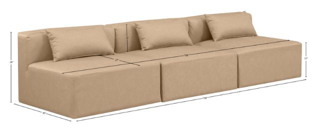 Meridian Furniture Cube 3-Piece Tan Leather Sofa-2