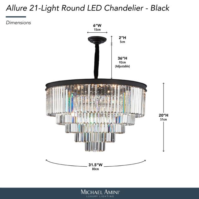 Michael Amini® Allure Black 21-Light Round LED Chandelier-2