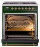 Ilve® Nostalgie II Noblesse 30" Emerald Green Pro Style Dual Fuel Range with Brass Trim-2