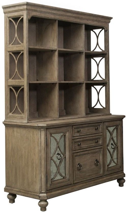 Liberty Furniture Simply Elegant Heathered Taupe Credenza and Hutch Set-0