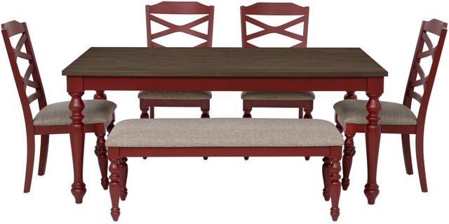Powell® Trimble 6-Piece Beige/Red Dining Set-3