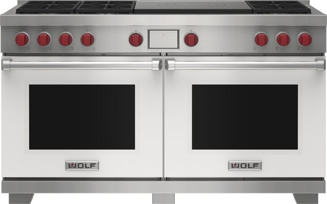 Wolf® 60" White Pro Style Dual Fuel Range