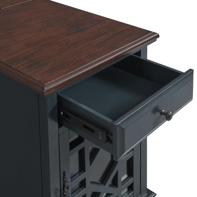 Martin Svensson Elegant Walnut Chairside Table with Blue Base-4
