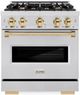 ZLINE Classic Autograph Edition 30" Satin Stainless Steel Pro Style Dual Fuel Range with Polished Gold Accents-0
