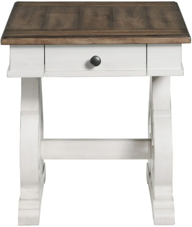 Intercon Drake French Oak End Table with Rustic Gray Base-1