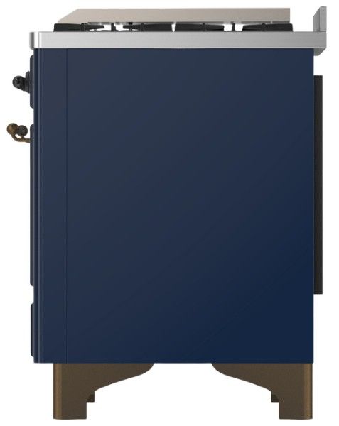 Ilve® Majestic III 60" Midnight Blue Pro Style Dual Fuel Natural Gas Range with Solid Door and Burnished Trim-3