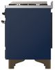 Ilve® Majestic III 60" Midnight Blue Pro Style Dual Fuel Natural Gas Range with Solid Door and Burnished Trim-3