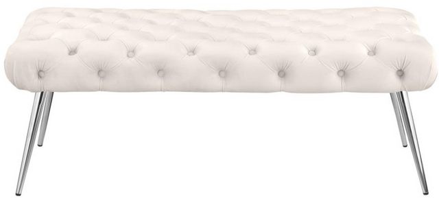 Coaster® Ella Ivory/Stainless Steel Upholstered Bench-1