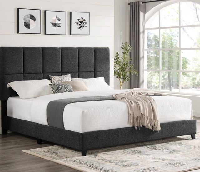 Legends Home Bridger Endurance Graphite Queen Tufted Upholstered Panel Bed-1
