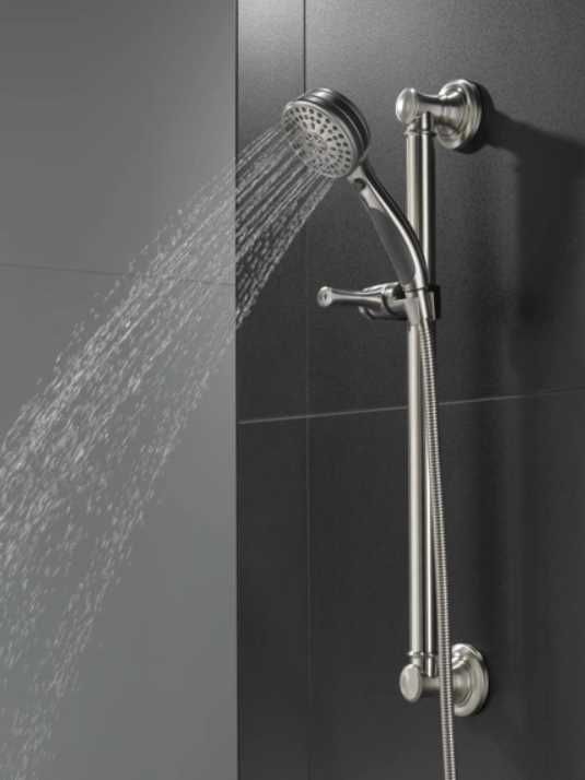 Delta Universal Showering Stainless 9-Setting ActivTouch® Hand Shower with Traditional Slide Bar/Grab Bar-2