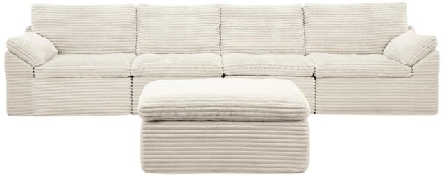 Signature Design by Ashley® Canefield 4-Piece Ivory Modular Sectional with Ottoman-0