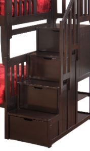 Night & Day Furniture™ Spices Bedroom Peppermint Dark Chocolate Twin over Twin Stair Bunk Bed-1