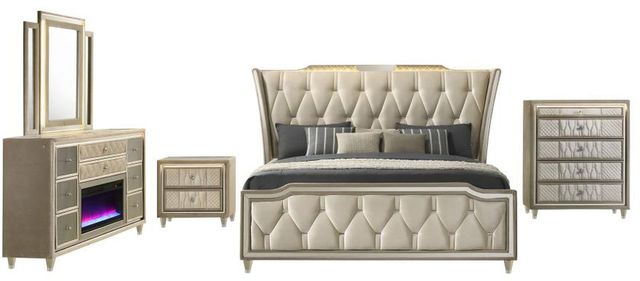Coaster® Lorient 5-Piece Camel/Ivory California King Panel Bedroom Set-0