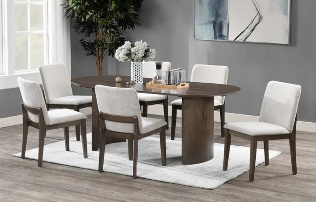 New Classic® Home Furnishings Kody 5-Piece Cream/Walnut Oval Dining Table Set-1