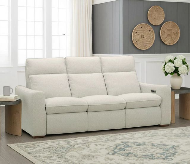 Flexsteel® Ava Silver Sand Fabric Power Reclining Sofa with Power Headrest and Lumbar-2
