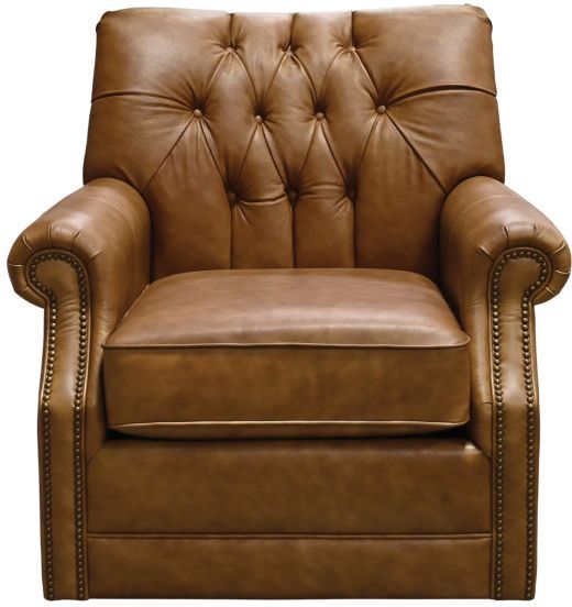 England Furniture Customizable Perry Leather Swivel Chair with Nails-1
