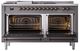 Ilve® Nostalgie II Noblesse 60'' Graphite Matte Pro Style Dual Fuel Range with Burnished Trim-2