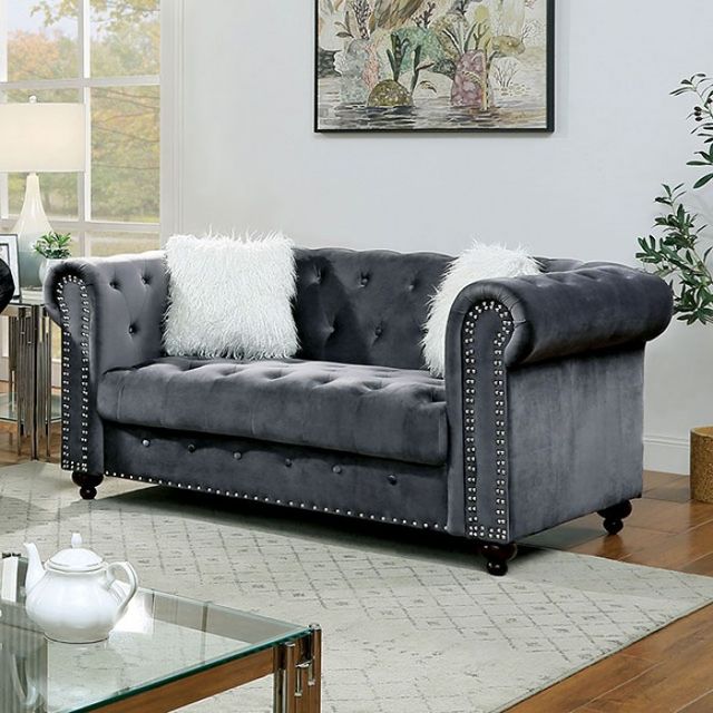 Furniture of America® Giacomo 2-Piece Gray Sofa Set-2