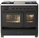 Ilve® Majestic III 40" Graphite Matte Pro Style Dual Fuel Liquid Propane Range with Triple Glass Door and Burnished Trim-2