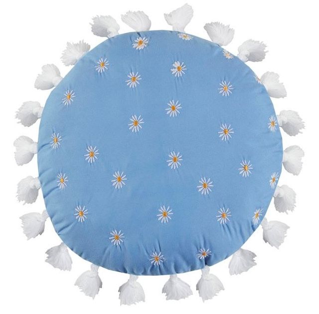 Olliix by Intelligent Design Jane Blue Full/Queen Daisy Printed Comforter Set with Tassels-3