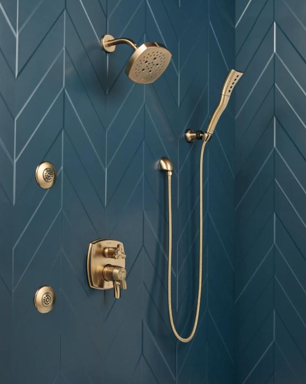Delta Universal Showering Champagne Bronze H2Okinetic® Single-Setting Adjustable Wall Mount Hand Shower-1