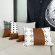Livia Leather Stripe Black/Tan Decorative Pillow-1
