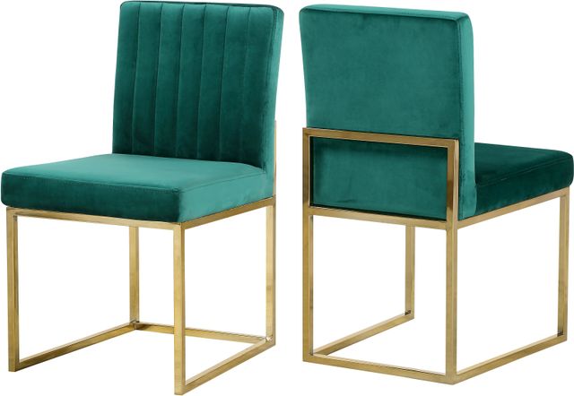 Meridian Furniture Giselle Green/Gold Velvet Dining Chair-3