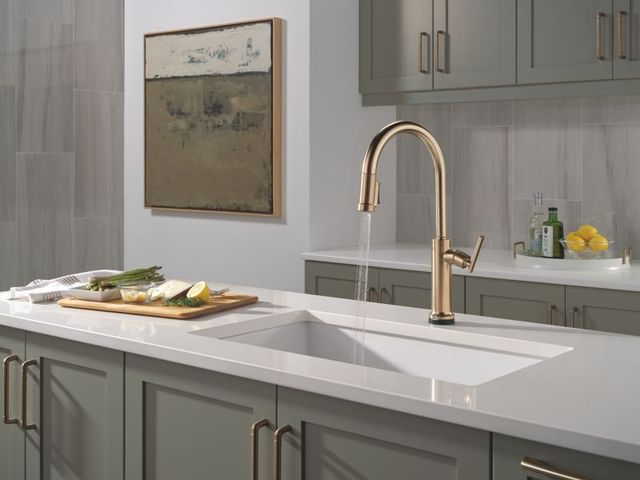 Delta Altado™ Champagne Bronze Touch2O® Technology Bar/Preparation Kitchen Faucet with Touchless Technology-4
