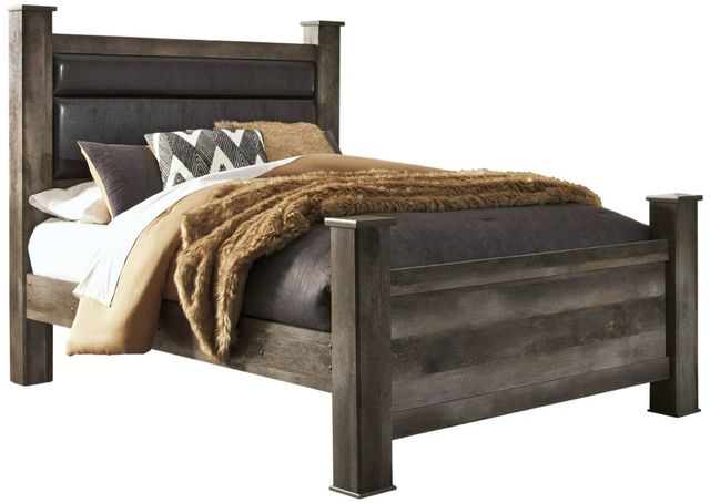 Signature Design by Ashley® Wynnlow Gray Queen Upholstered Poster Bed-0