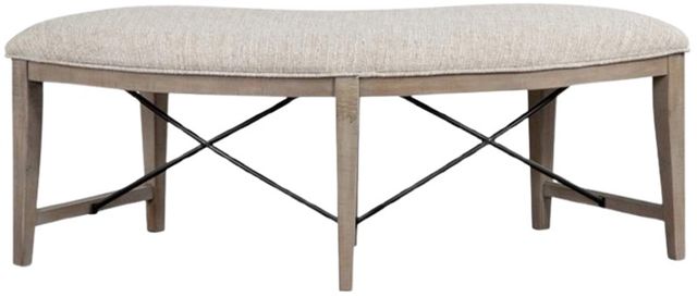 Magnussen Home® Paxton Place Baja Fog/Dovetail Gray Curved Upholstered Bench-3
