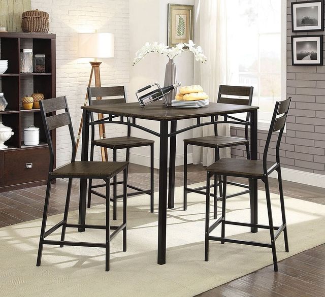 Furniture of America® Westport 5-Piece Antique Brown/Black Counter Dining Set-1