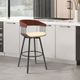 Armen Living Athena Black/Cream/Walnut Swivel Counter Stool-1