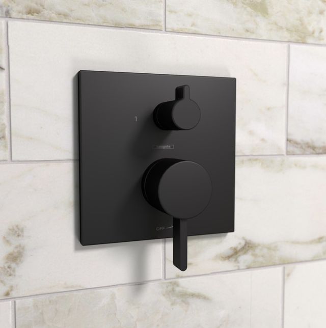 Hansgrohe Ecostat Matte Black Pressure Balance Trim Square with Diverter-1