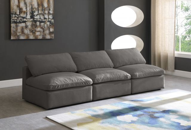 Meridian Furniture Plush Grey Velvet Standard Cloud Modular Sofa-2