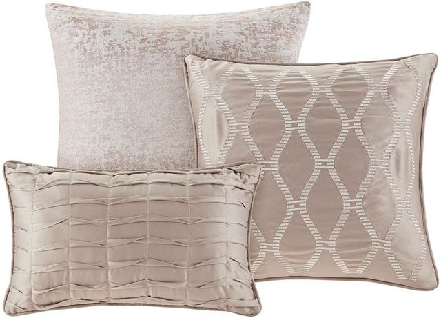 Olliix by Madison Park 7 Piece Taupe King Ava Chenille Jacquard Comforter Set-1