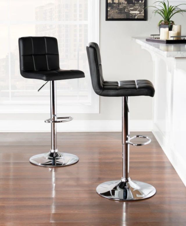 Powell® Brandt Black/Chrome Adjustable Bar Stool-1