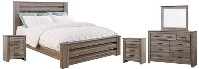 Signature Design by Ashley® Zelen 5-Piece Warm Gray King Panel Bed Set-0
