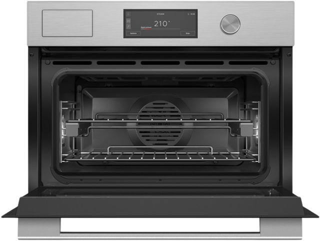 Fisher & Paykel Series 9 24” Brushed Silver Glass Contemporary Combi-Steam Oven-1