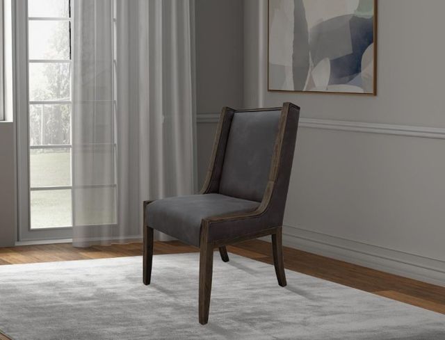 International Furniture Direct Balam Stained Dark Upholstered Dining Side Chair-1